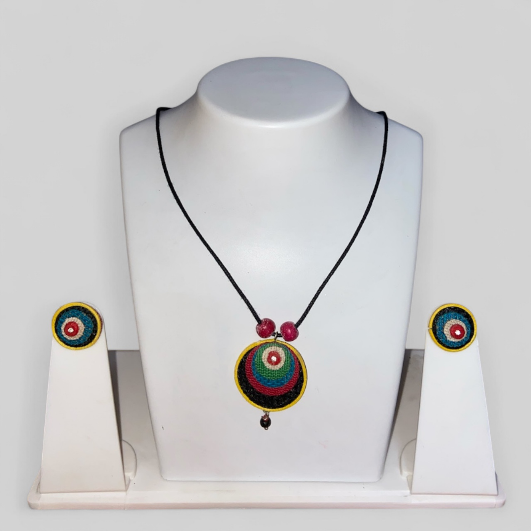 Handcrafted Jute Necklace Set for Women - Multicolor - Small