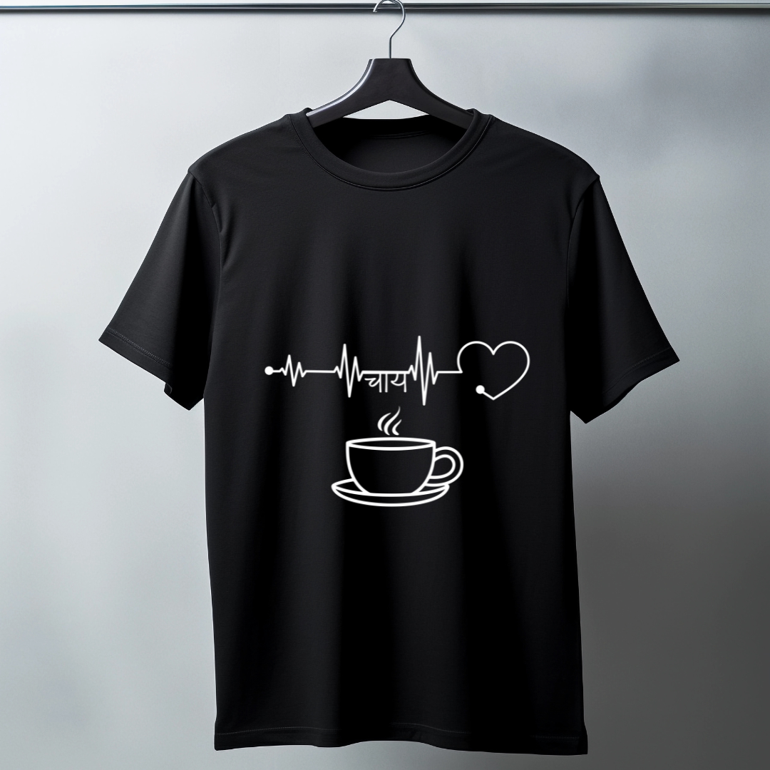 Men's Black Round Neck "Chai Lover" T-Shirt