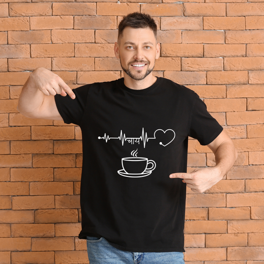Men's Black Round Neck "Chai Lover" T-Shirt