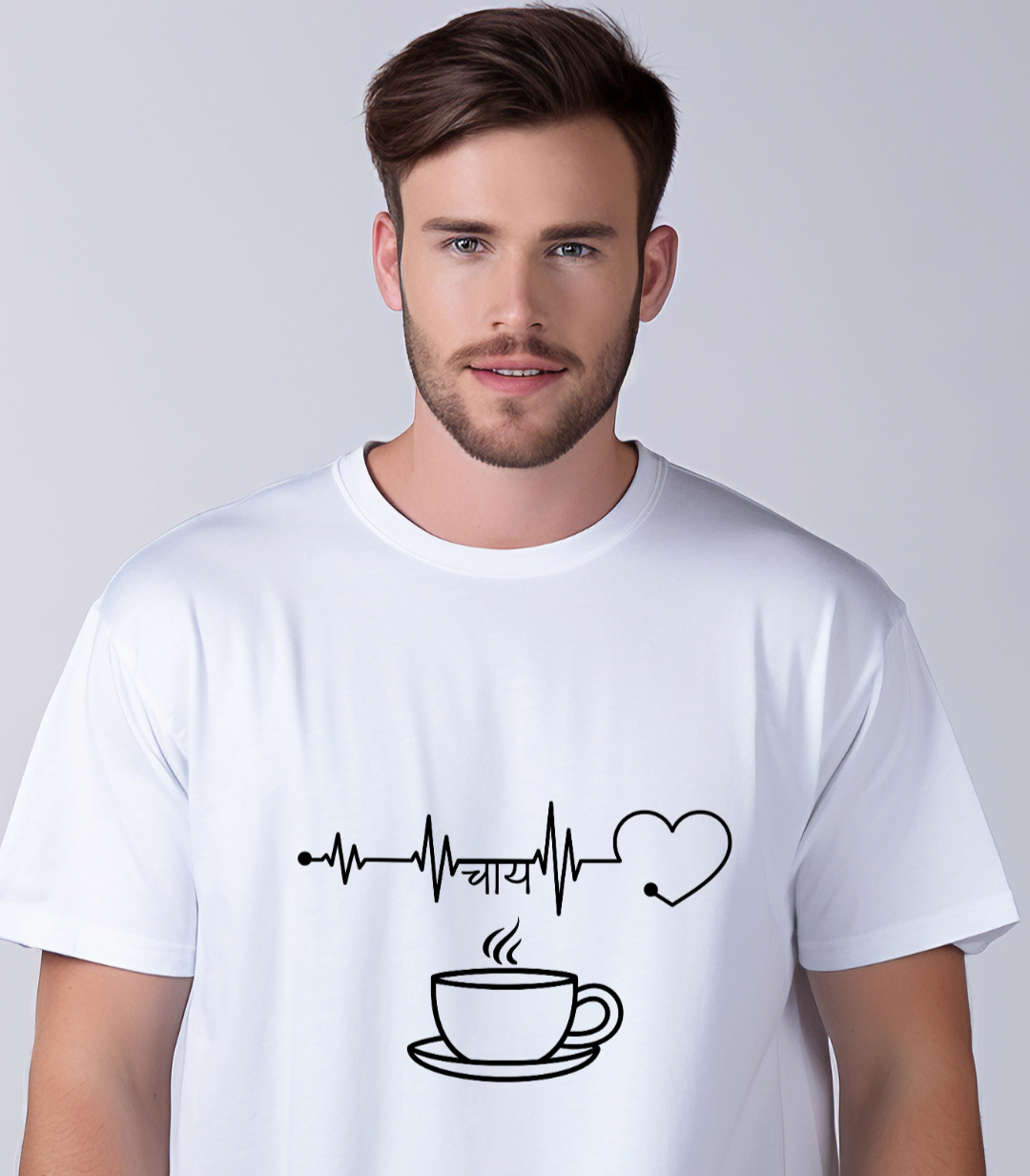 Men's White Round Neck "Chai Lover" T-Shirt