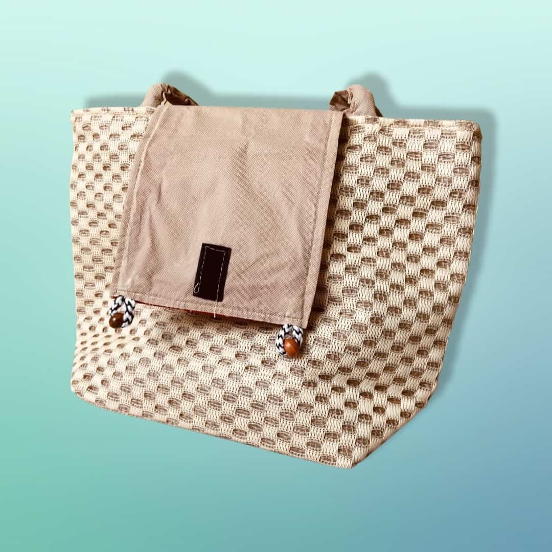Jute Handbag With Beads Patchwork - Women Handbag - Shopping Handbag