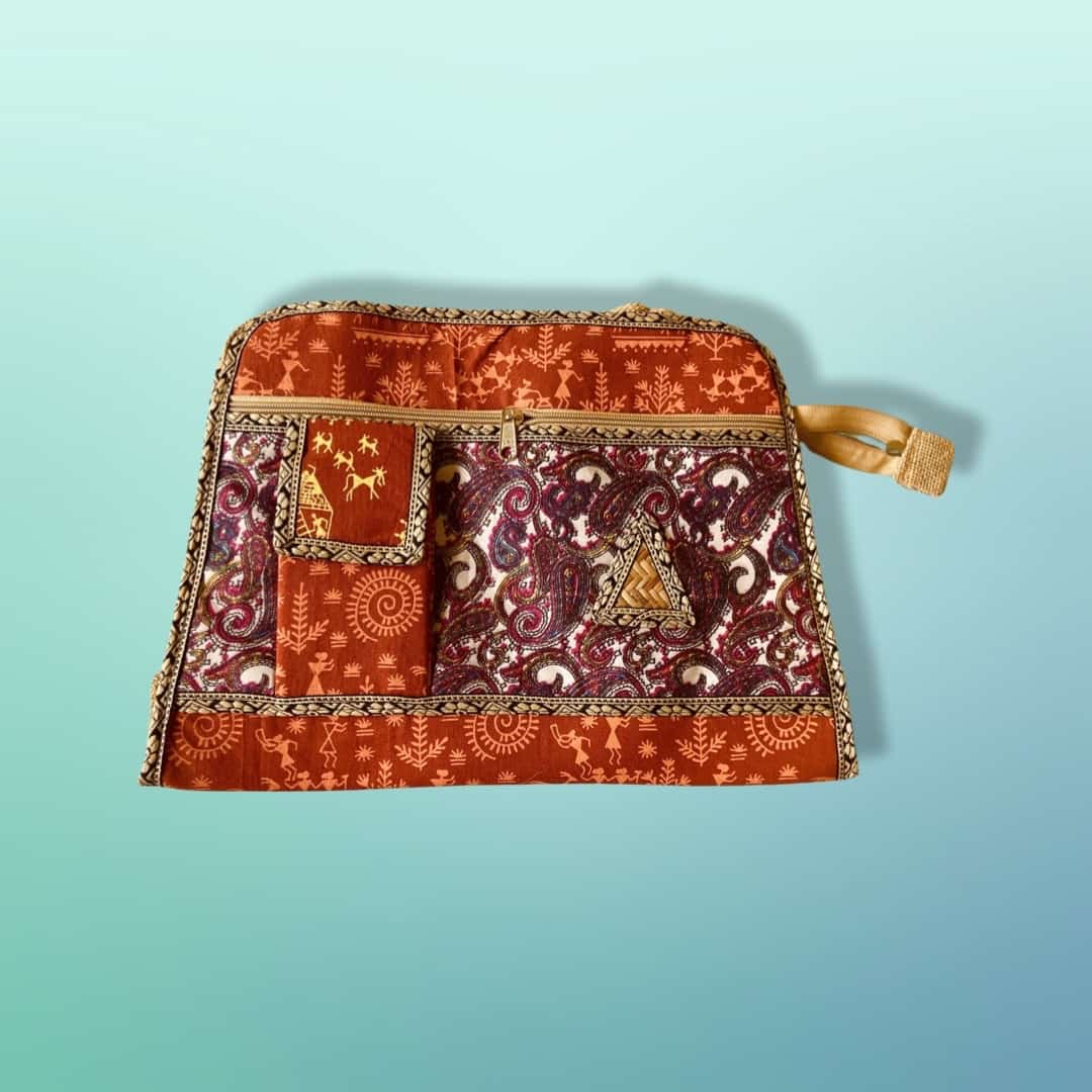 Handprinted Women Handbag - Shopping Handbag - Jute Handbag - Shoulder Bag