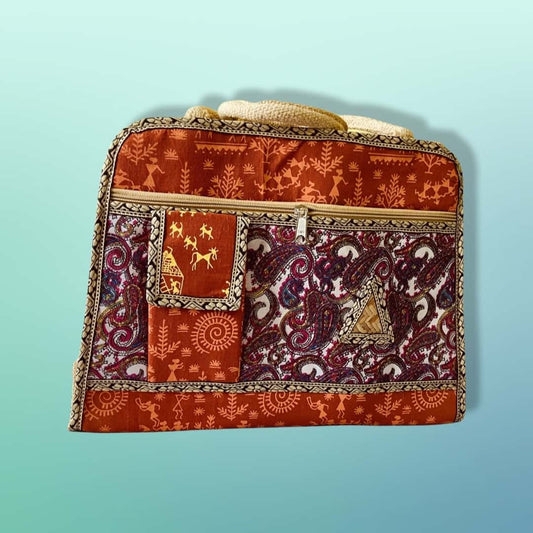 Handprinted Women Handbag - Shopping Handbag - Jute Handbag - Shoulder Bag