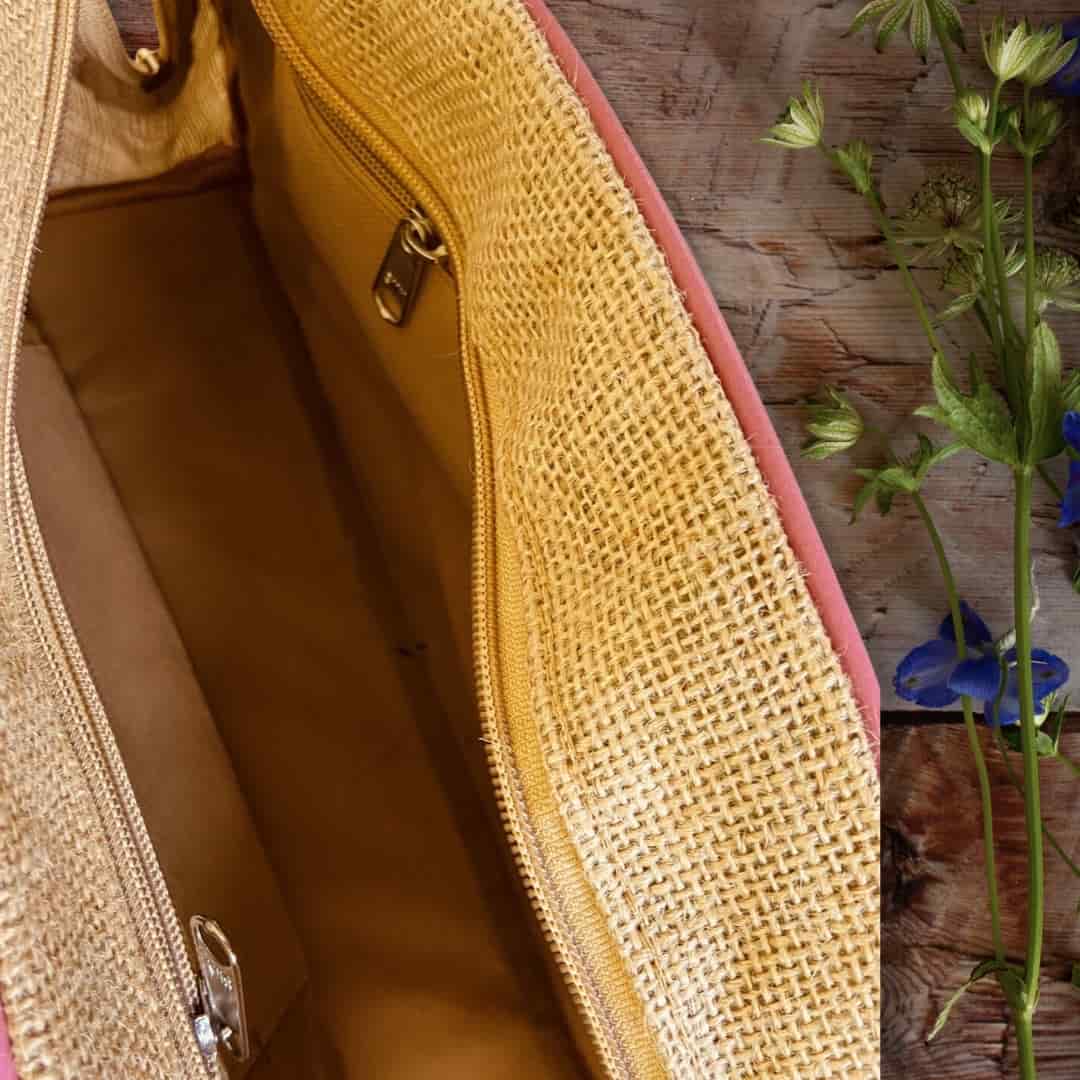 Handprinted Women Handbag - Shopping Handbag - Jute Travel Handbag - Small Hand Bag