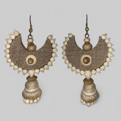 Beige Jute Earrings – Handcrafted, Eco-Friendly | Johar Craft