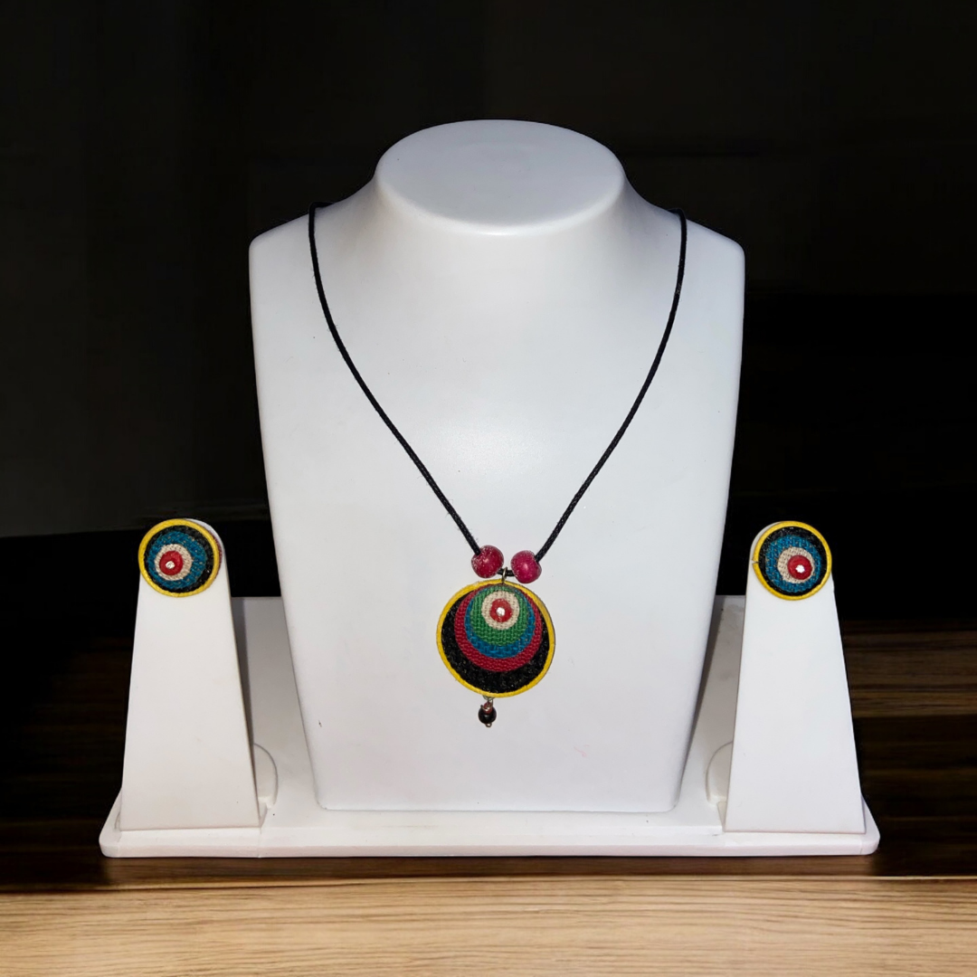 Handcrafted Jute Necklace Set for Women - Multicolor - Small