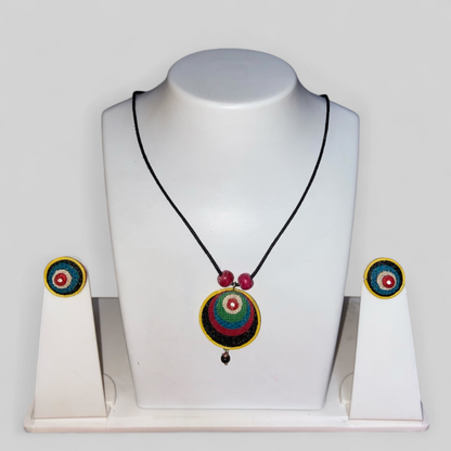 Handcrafted Jute Necklace Set for Women - Multicolor - Small