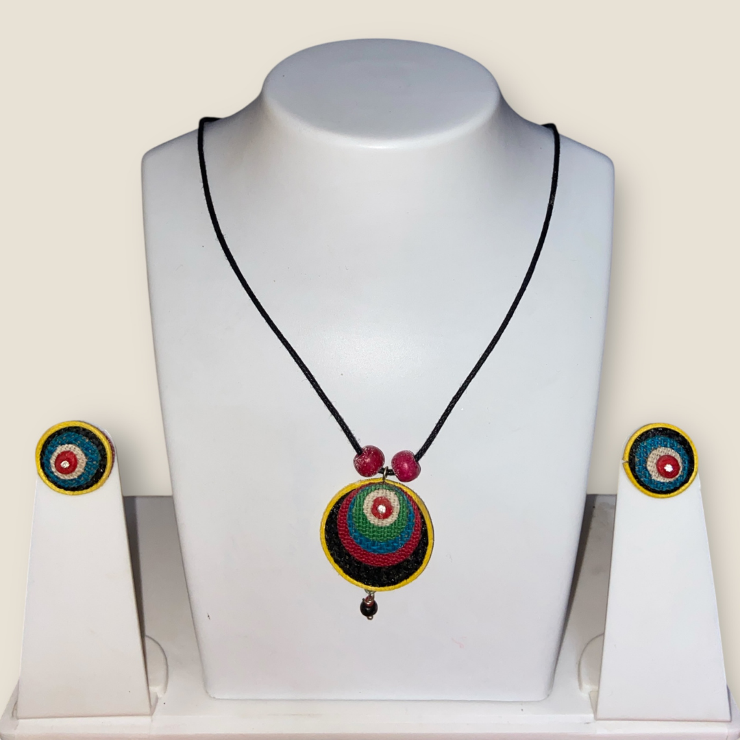 Handcrafted Jute Necklace Set for Women - Multicolor - Small
