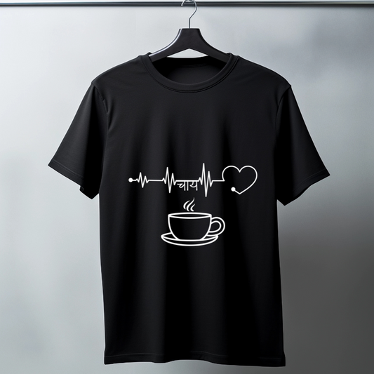 Men's Black Round Neck "Chai Lover" T-Shirt