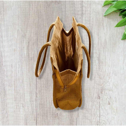 Handprinted Women Handbag - Shopping Handbag - Jute Travel Handbag - Large Shoulder Bag
